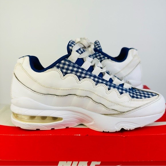 Nike Air Max 95 QS GS Gingham White Shoes Sneakers AH3808-101 Youth Size 6.5Y - Picture 9 of 10